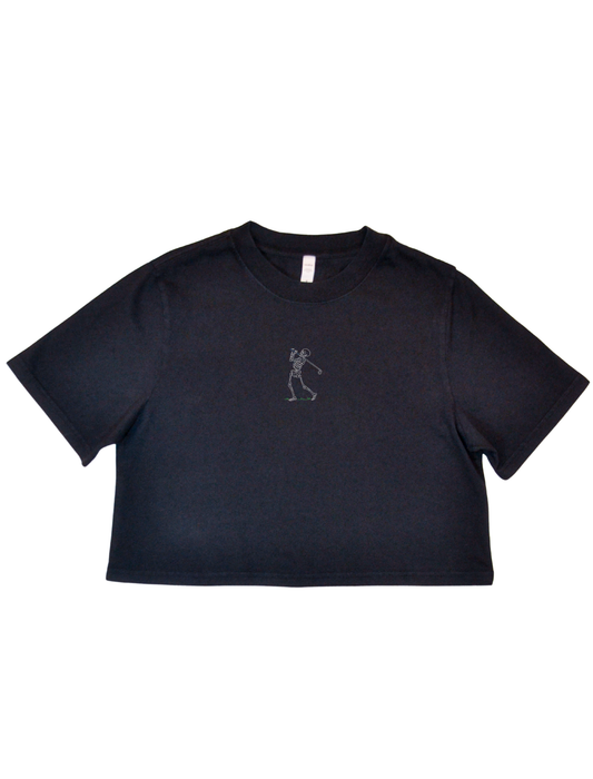 Golf Skelly Embroidered Crop T-Shirt (Womens)