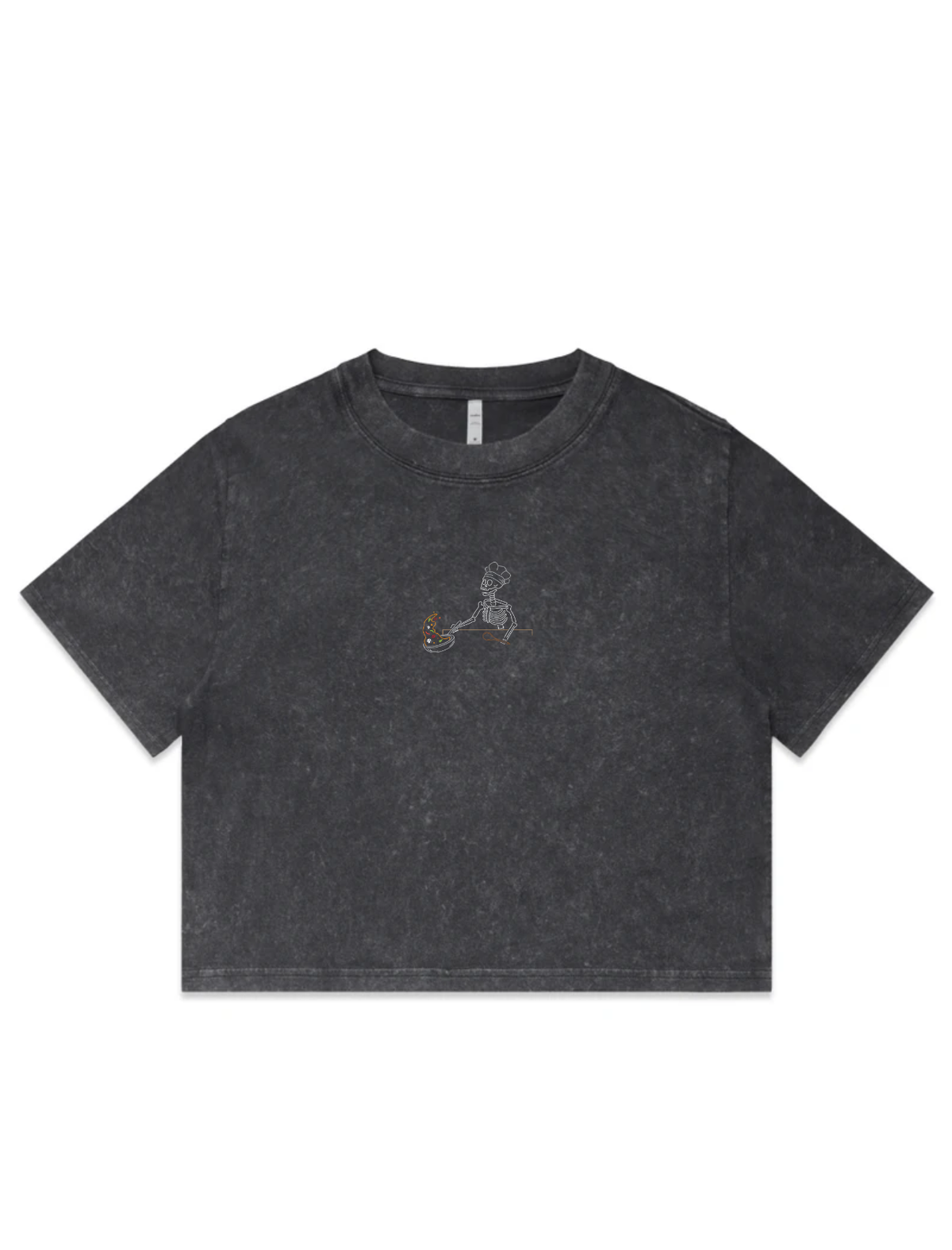 Chef Skelly Embroidered Crop T-Shirt (Womens)
