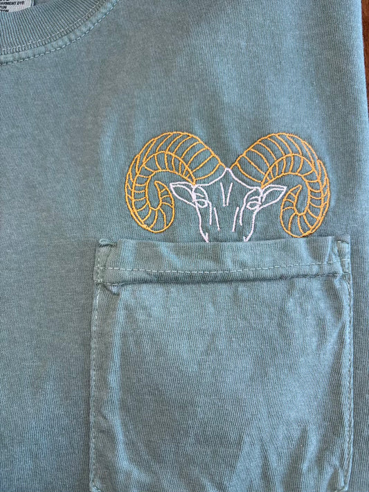 Ram Embroidered Pocket Animal T-Shirt
