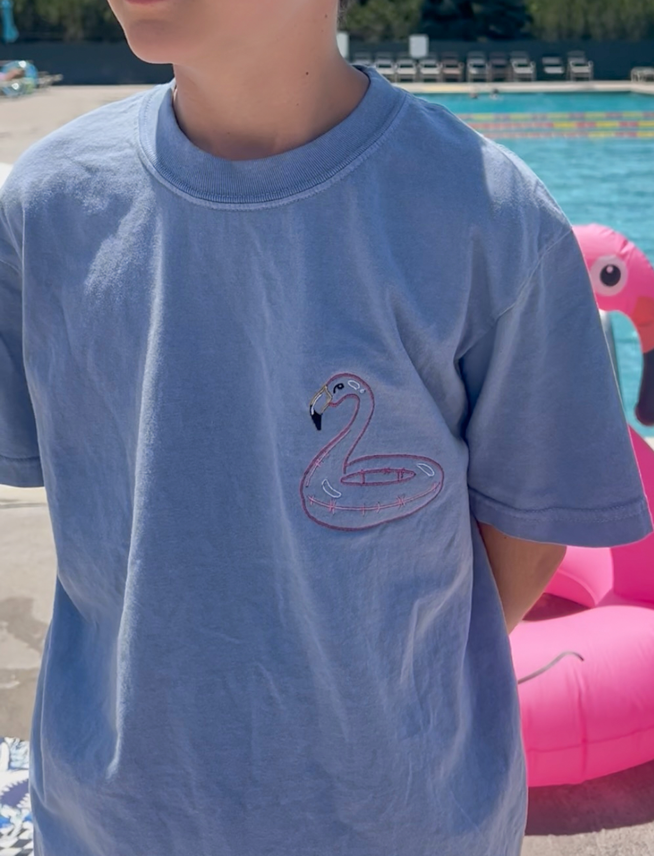Flamingo Embroidered T-shirt - July Mystery Design