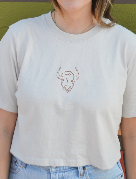 Buffalo Embroidered Crop T-Shirt (Womens)
