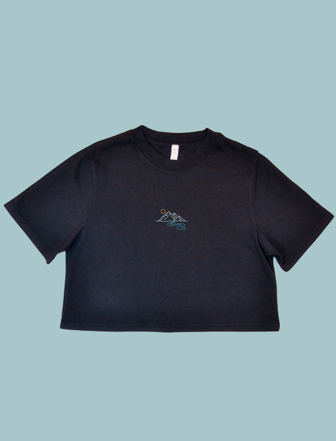 Mountain Embroidered Crop T-Shirt (Womens)