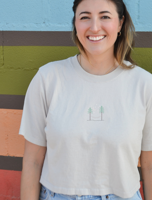 Stargazing Embroidered Crop T-Shirt (Womens)