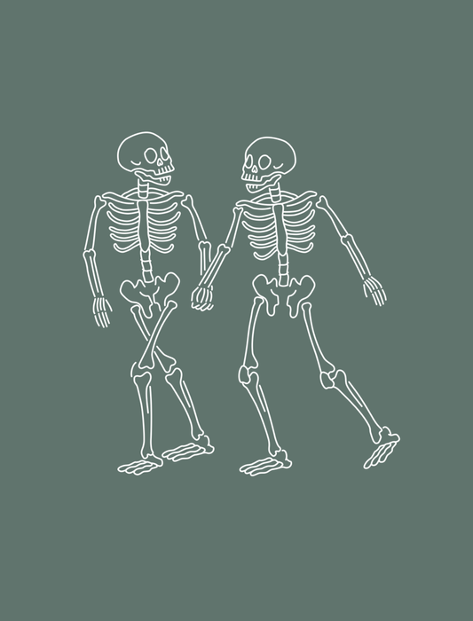 Lovers Skelly Embroidered T-shirt - June Mystery Design