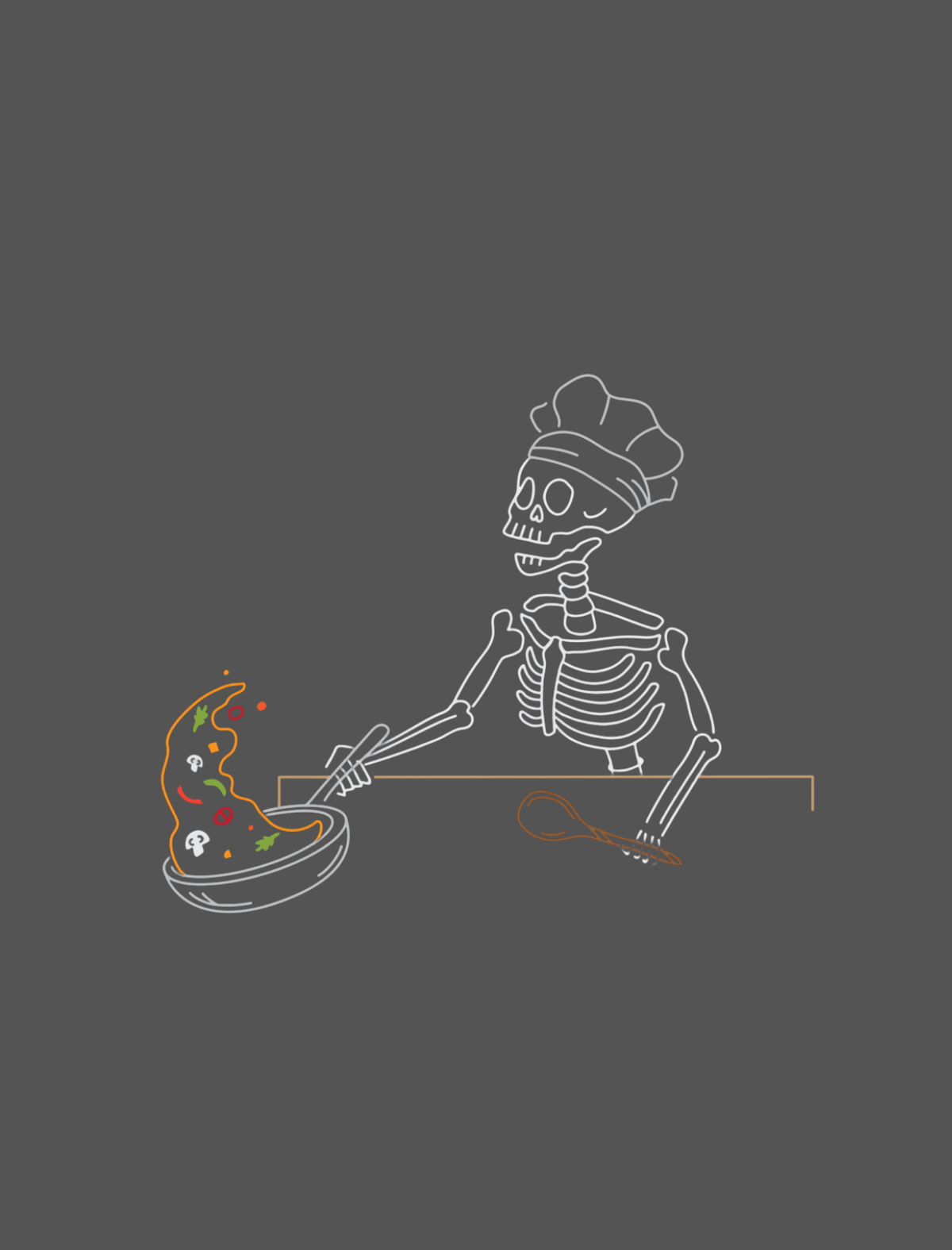 Chef Skelly Embroidered T-Shirt