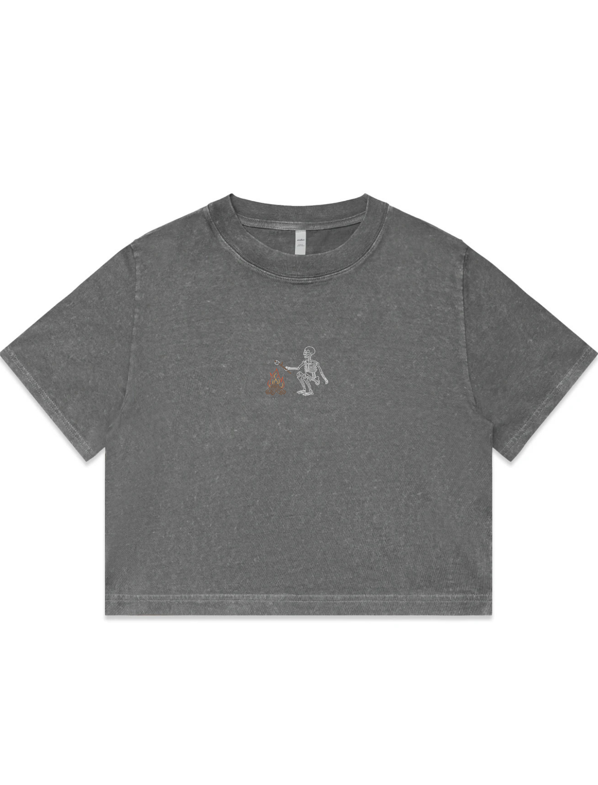 Smores Skelly Embroidered Crop T-Shirt (Womens)