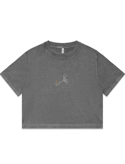 Chef Skelly Embroidered Crop T-Shirt (Womens)