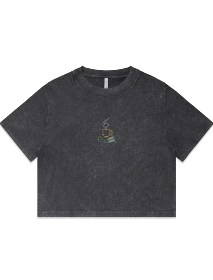 Bookclub Embroidered Crop T-Shirt (Womens)