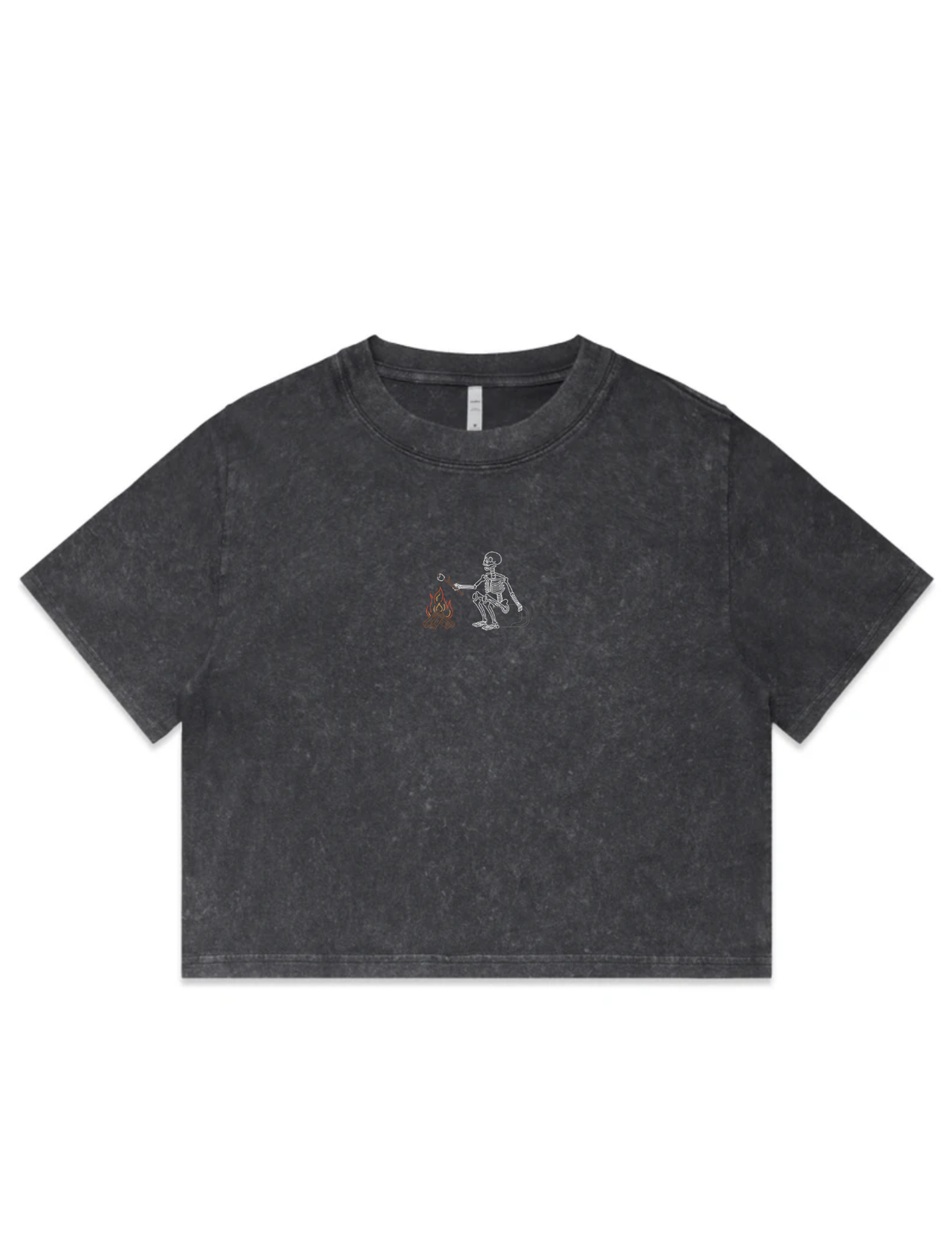 Smores Skelly Embroidered Crop T-Shirt (Womens)