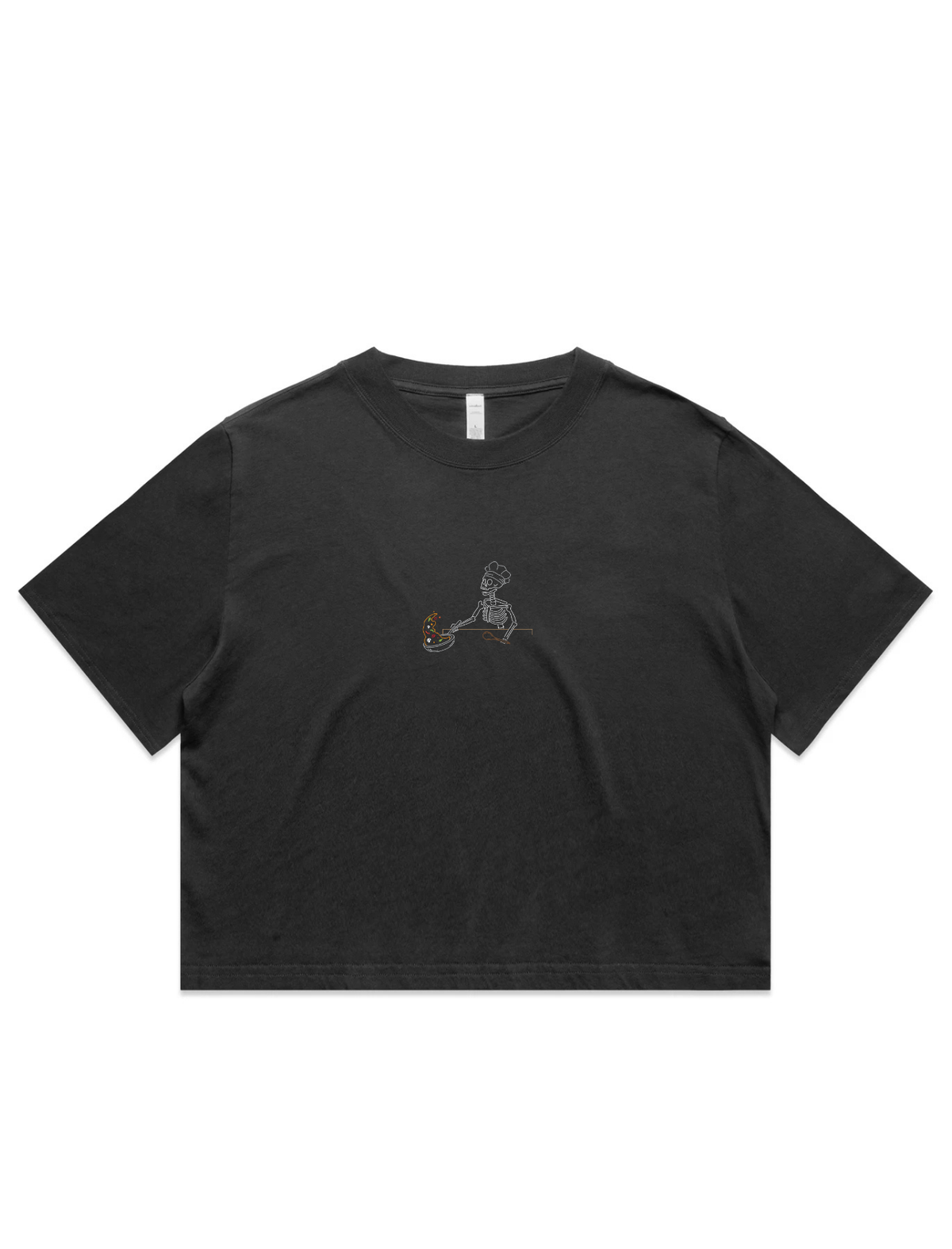 Chef Skelly Embroidered Crop T-Shirt (Womens)