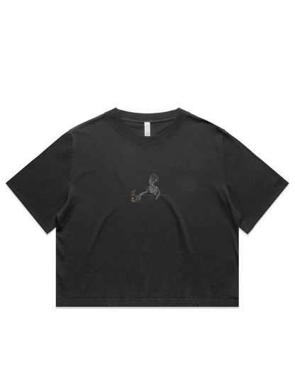 Chef Skelly Embroidered Crop T-Shirt (Womens)