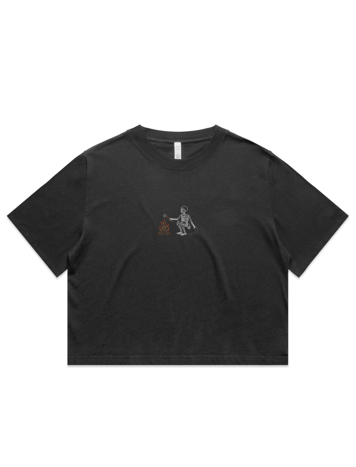 Smores Skelly Embroidered Crop T-Shirt (Womens)