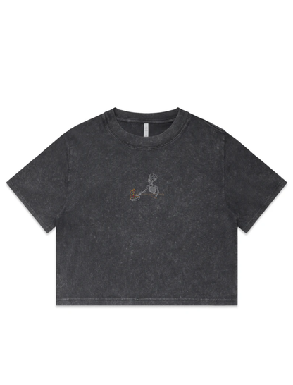 Chef Skelly Embroidered Crop T-Shirt (Womens)