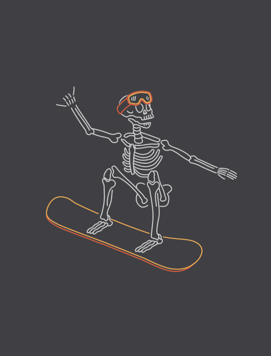 Snowboard Skelly Embroidered Crop T-Shirt (Womens)