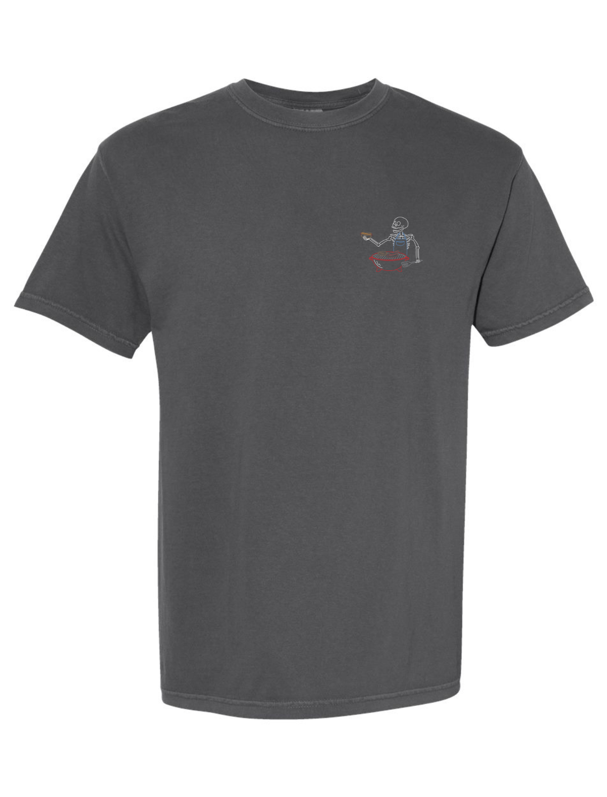 Grilling Skelly Embroidered T-Shirt
