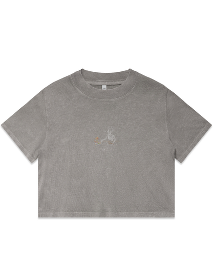 Chef Skelly Embroidered Crop T-Shirt (Womens)