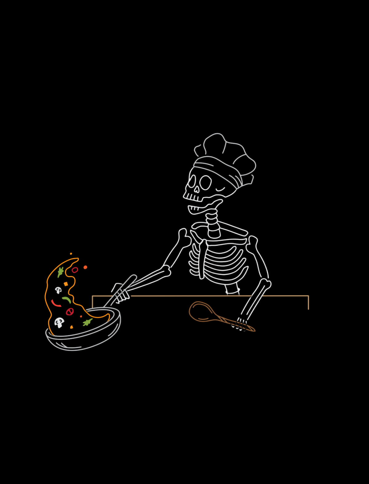 Chef Skelly Embroidered Crop T-Shirt (Womens)