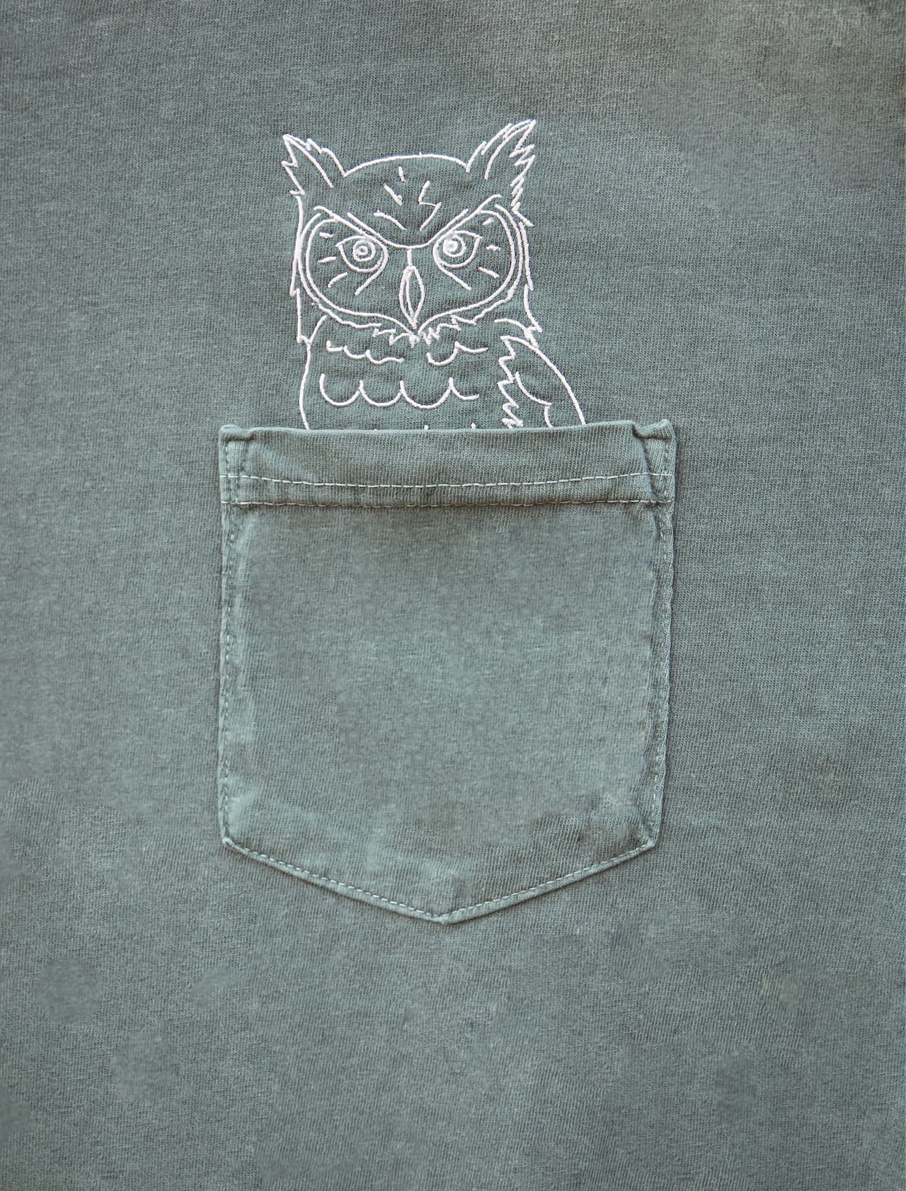Owl Embroidered Pocket T-Shirt