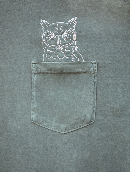Owl Embroidered Pocket T-Shirt