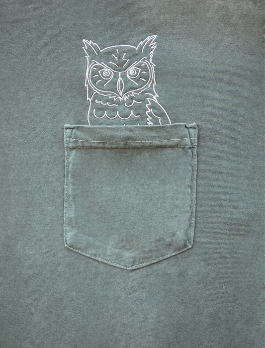 Owl Embroidered Pocket T-Shirt
