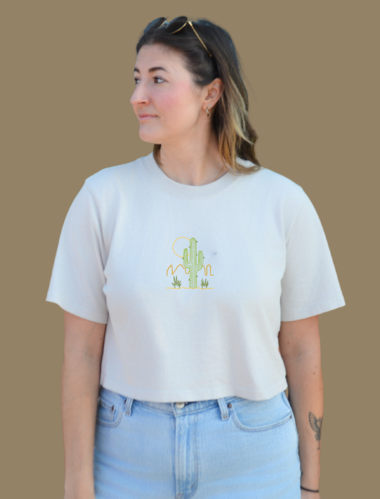 Desert Embroidered Crop T-Shirt (Womens)