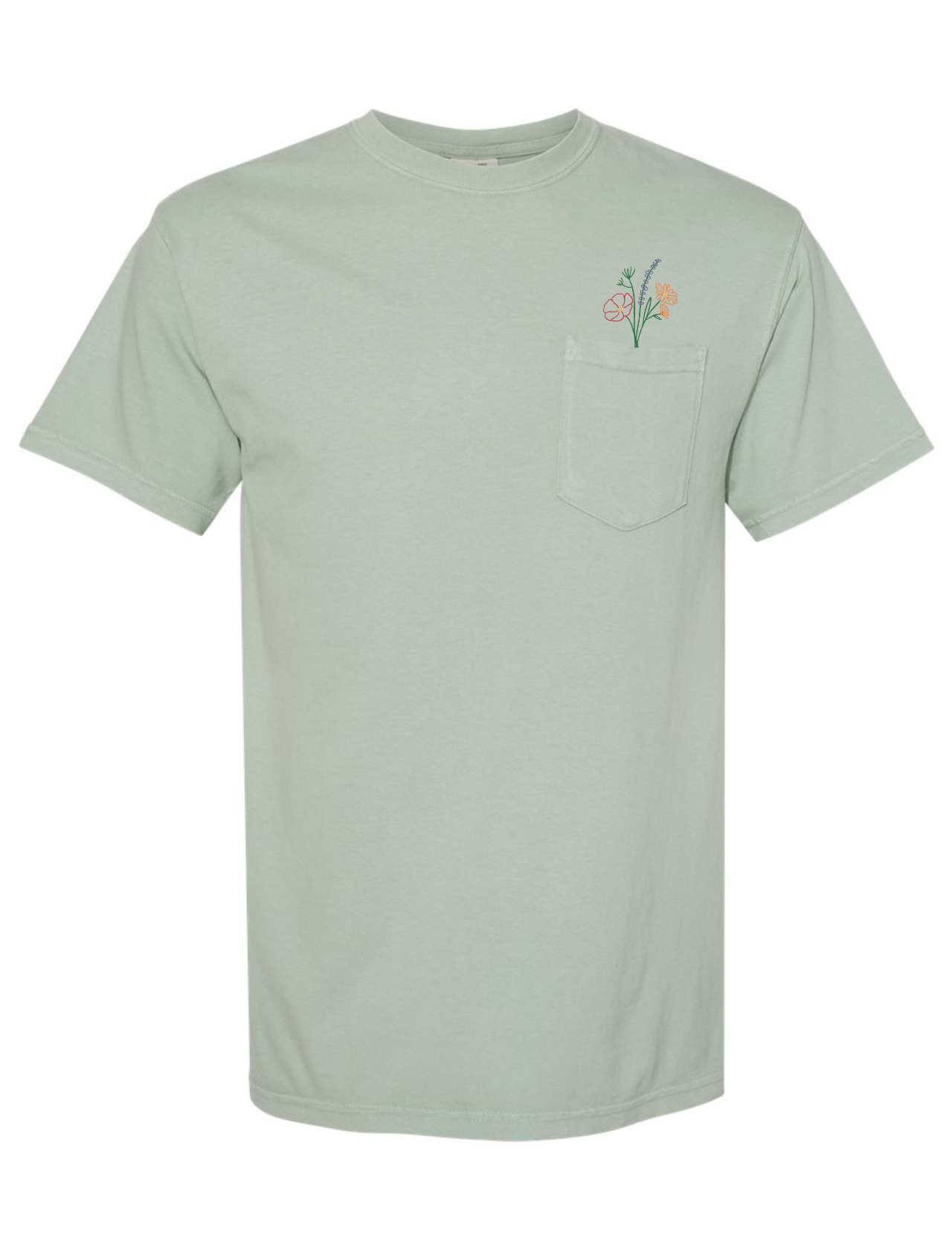 Flowers Embroidered Pocket T-Shirt