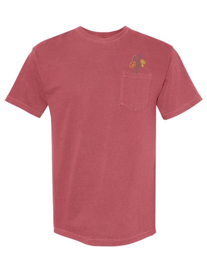 Flowers Embroidered Pocket T-Shirt