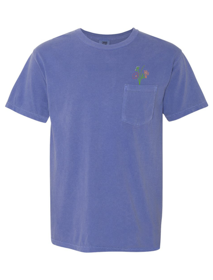 Flowers Embroidered Pocket T-Shirt