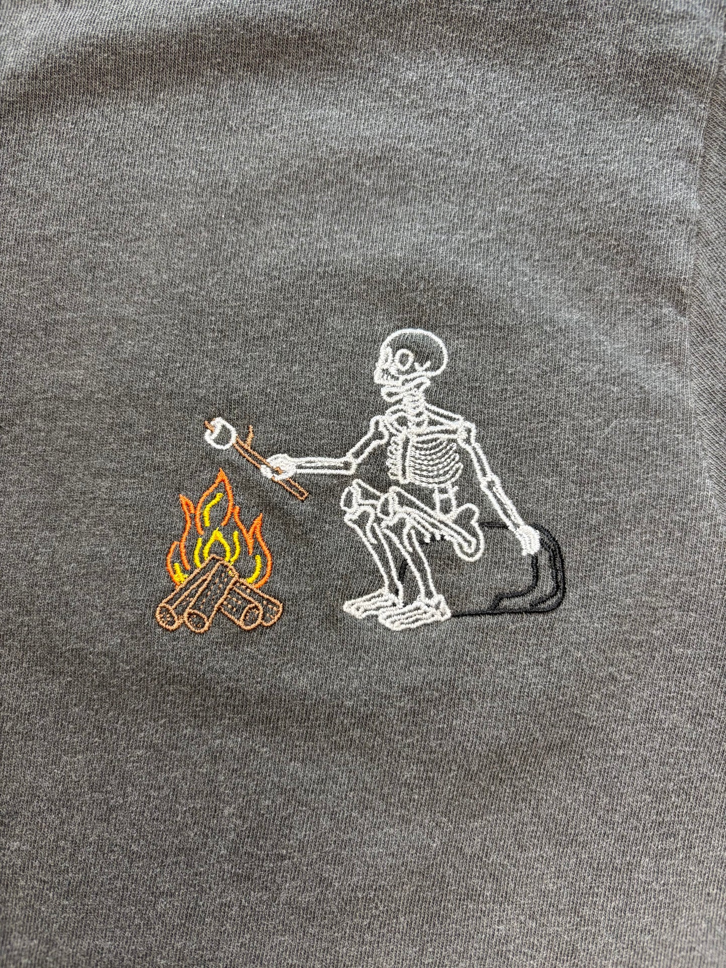 Smores Skelly October Mystery Design Embroidered T-Shirt