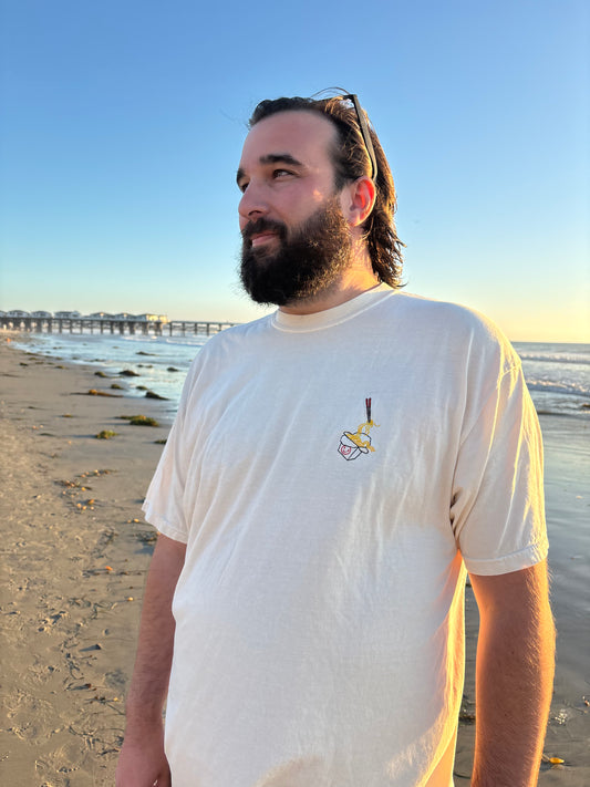 November Mystery Design Embroidered T-Shirt: Noodles