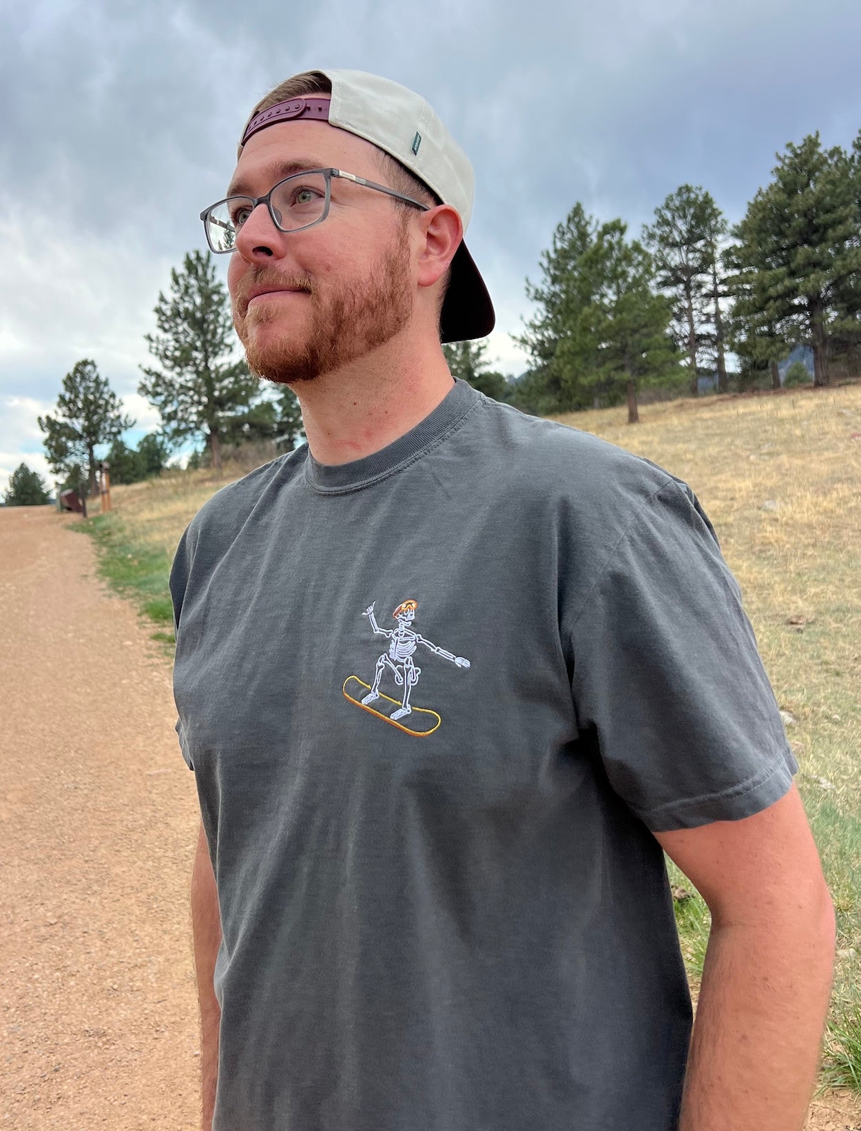 Snowboard Skelly Embroidered T-Shirt