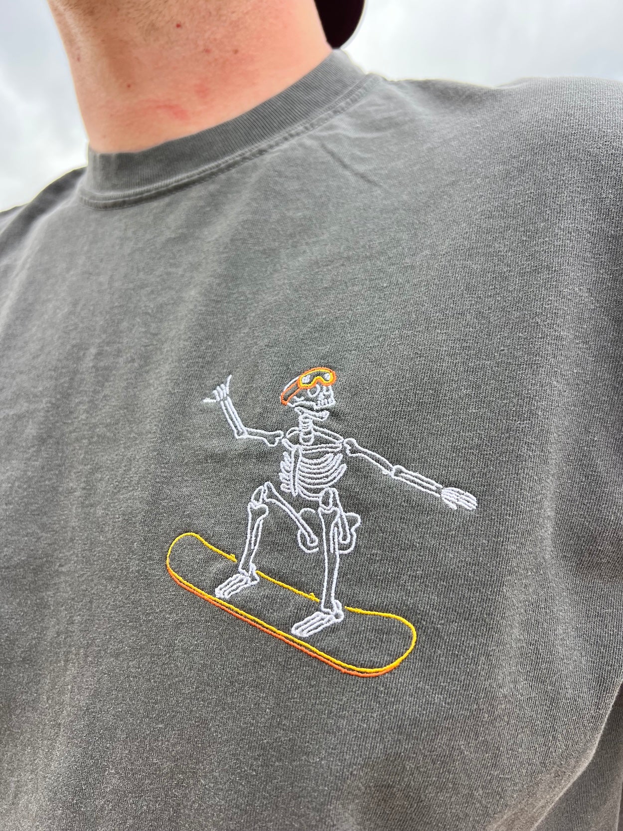 Snowboard Skelly Embroidered T-Shirt