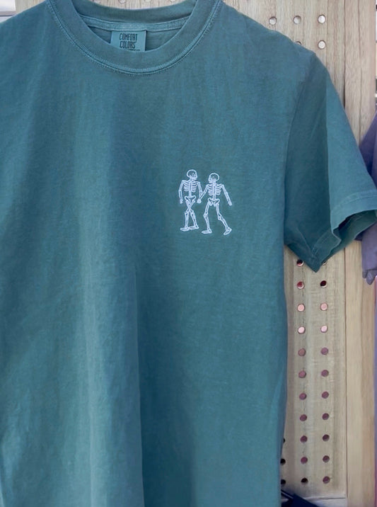 Lovers Skelly Embroidered T-shirt - June Mystery Design