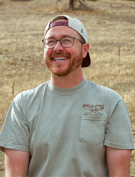 Moose Embroidered Pocket T-Shirt