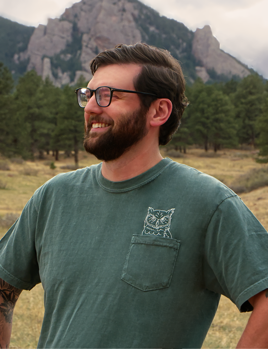 Owl Embroidered Pocket T-Shirt