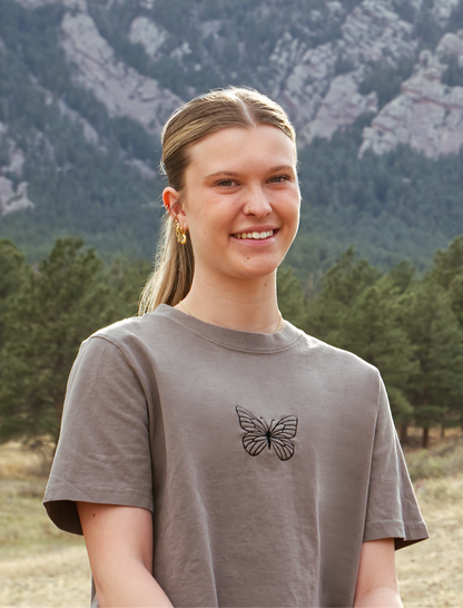 Butterfly Crop Embroidered T-Shirt (Women's)