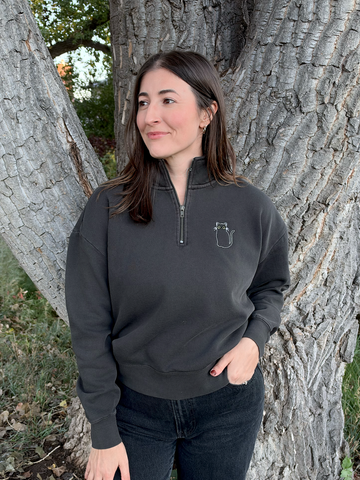 Cat Women's Quarter Zip Sweatshirt