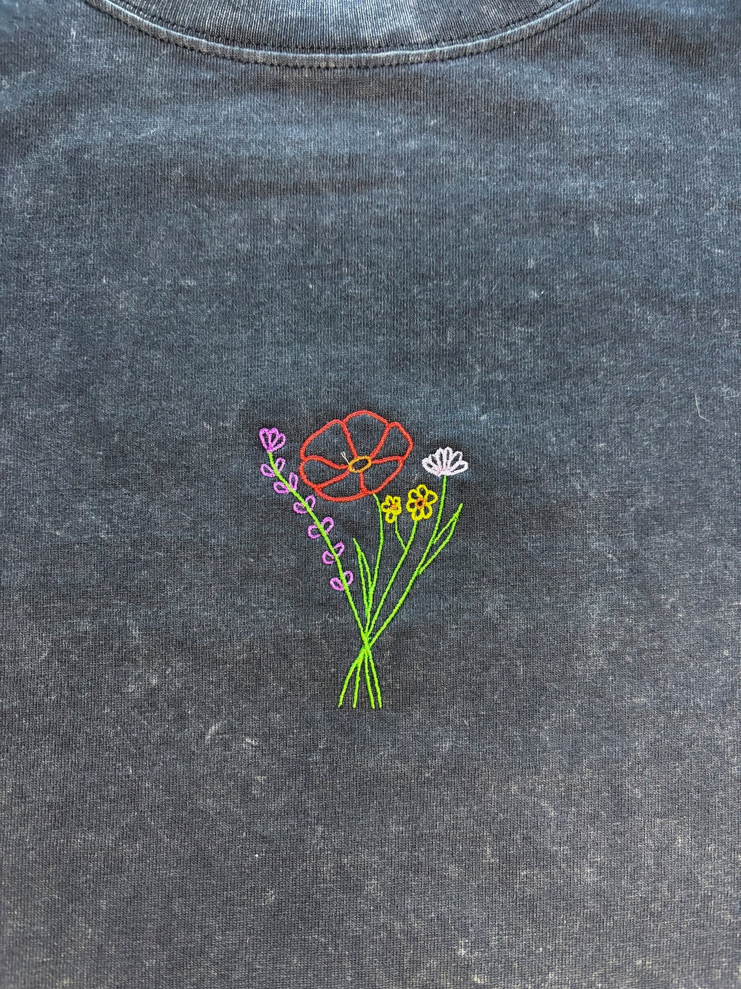 Flower Embroidered Crop T-Shirt (Womens)