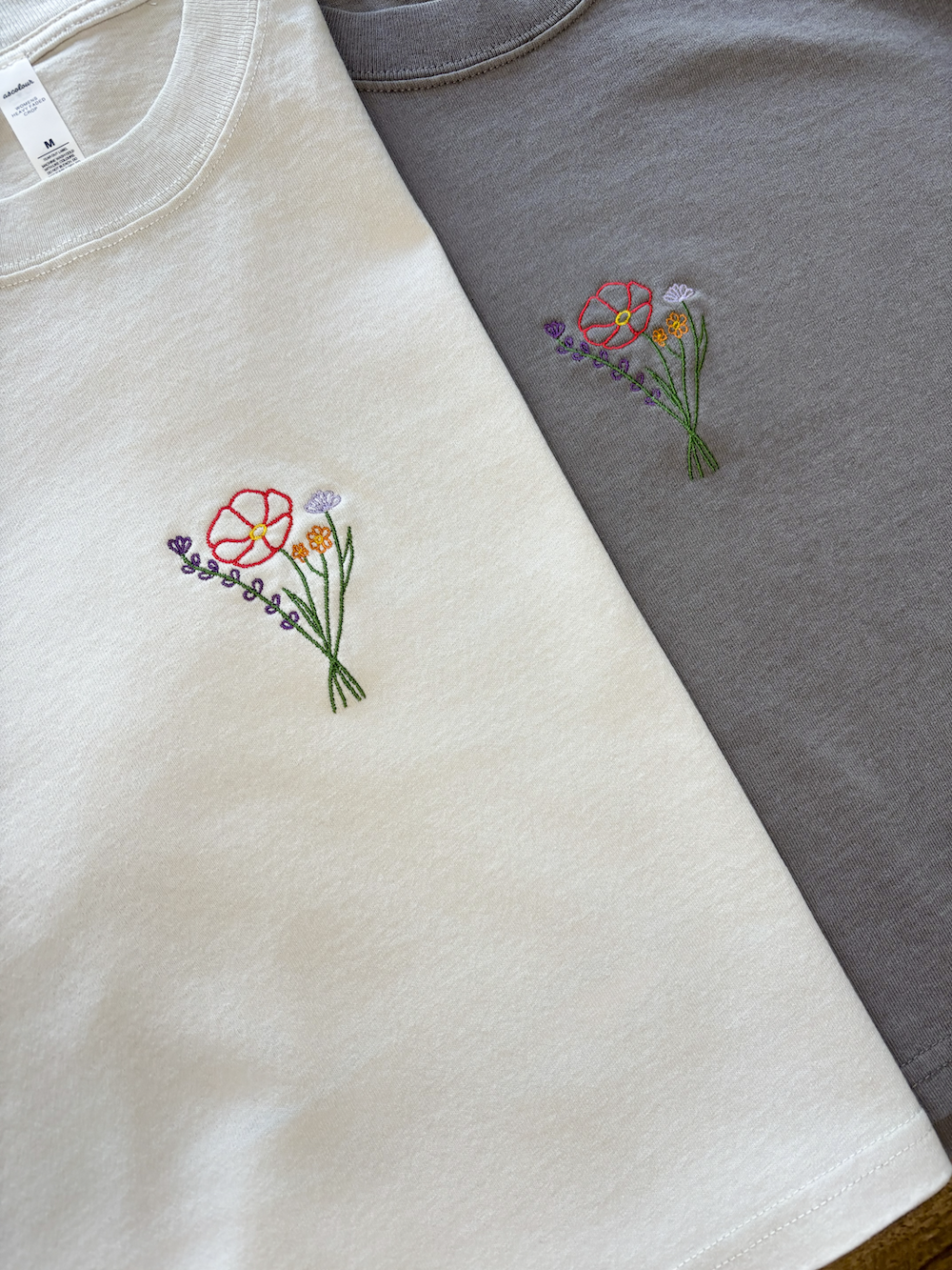 Flower Embroidered Crop T-Shirt (Womens)