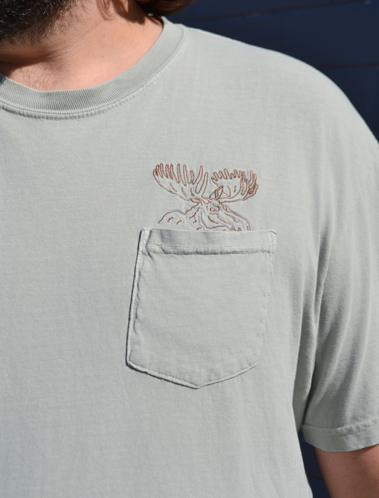 Moose Embroidered Pocket T-Shirt