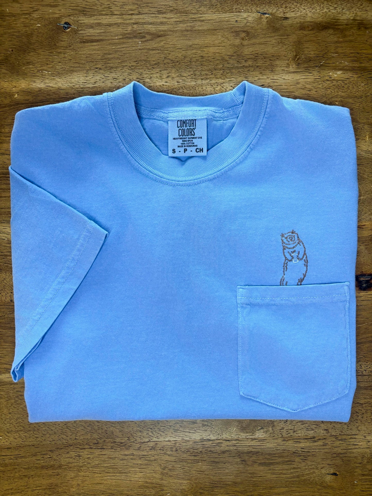 Otter Embroidered Pocket Animal T-Shirt