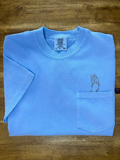 Otter Embroidered Pocket Animal T-Shirt