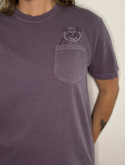 Panda Embroidered Pocket Animal T-Shirt