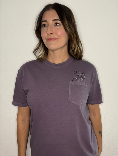 Panda Embroidered Pocket Animal T-Shirt