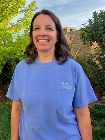 Sea Turtle Embroidered Pocket T-shirt