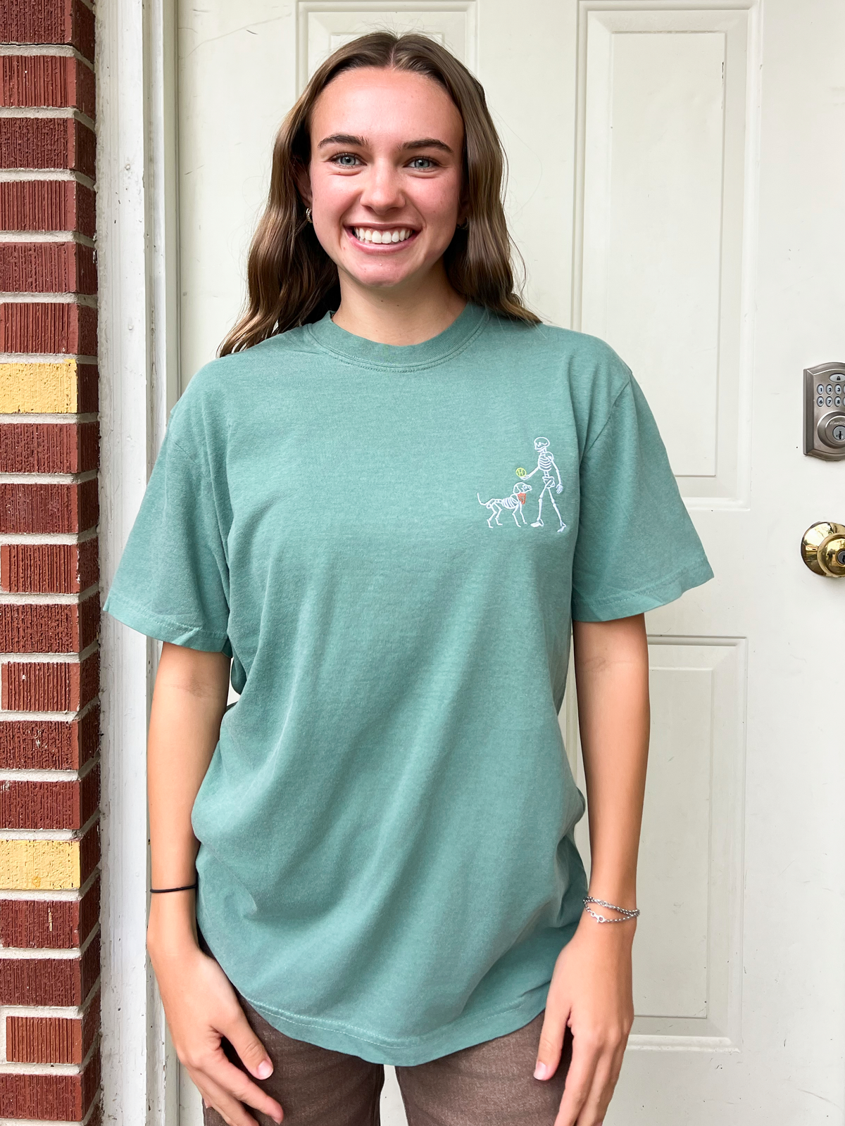 Skelly Dog Embroidered T-Shirt