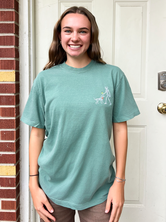 Skelly Dog Embroidered T-Shirt