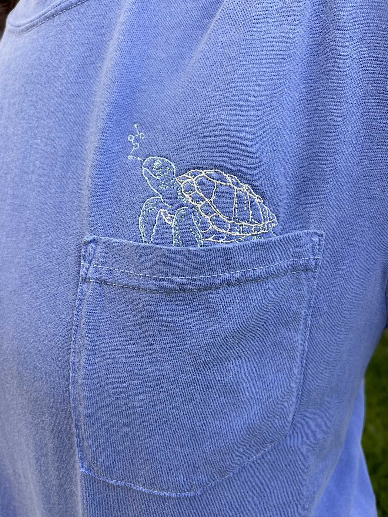 Sea Turtle Embroidered Pocket T-shirt