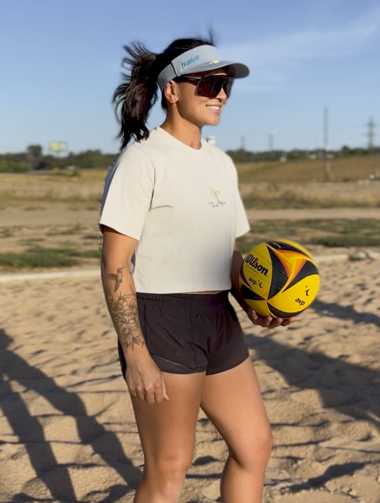 Volleyball Embroidered Crop T-Shirt (Womens)
