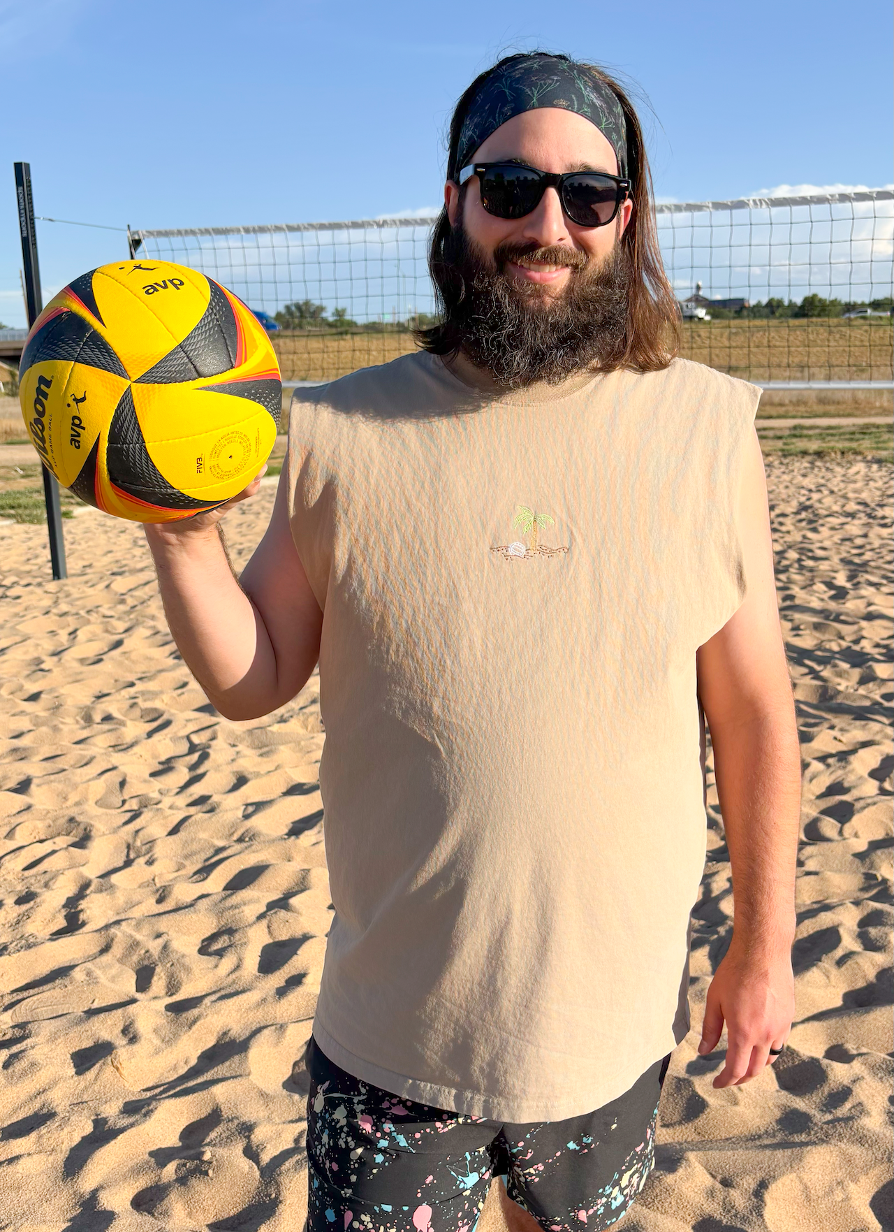 Volleyball Embroidered Muscle Tank
